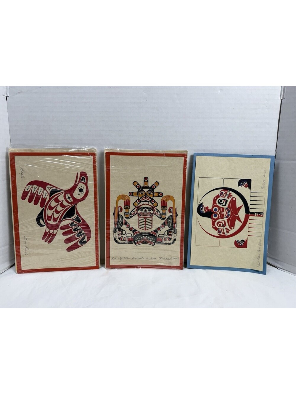 Vintage Indigenous Art Cards Set: Eagle, Sisiutl & Son, West Coast Bone Game